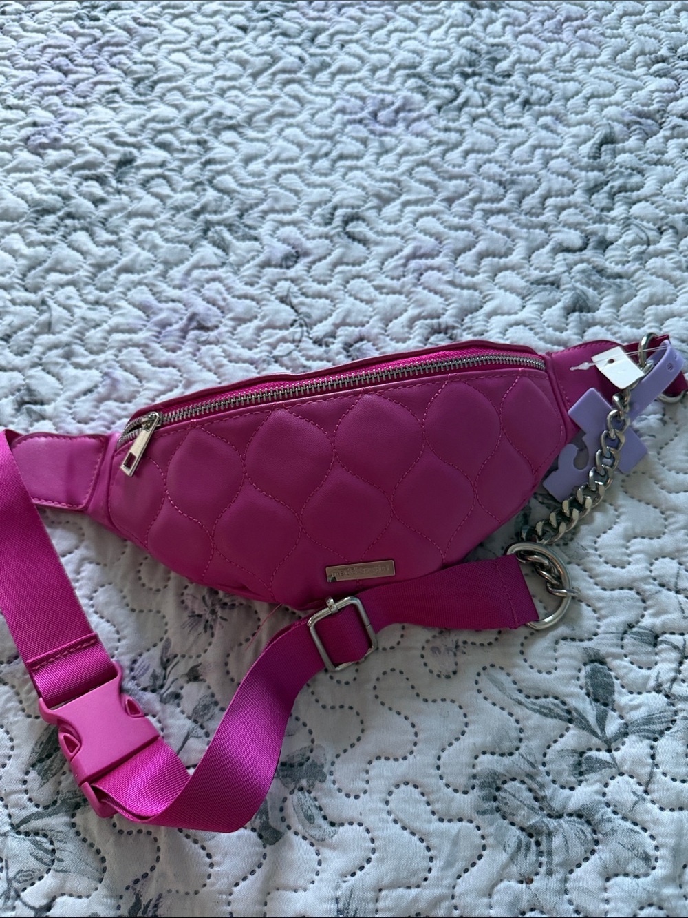 Madden Girl Quilted Fuchsia Crossbody Belt Bag